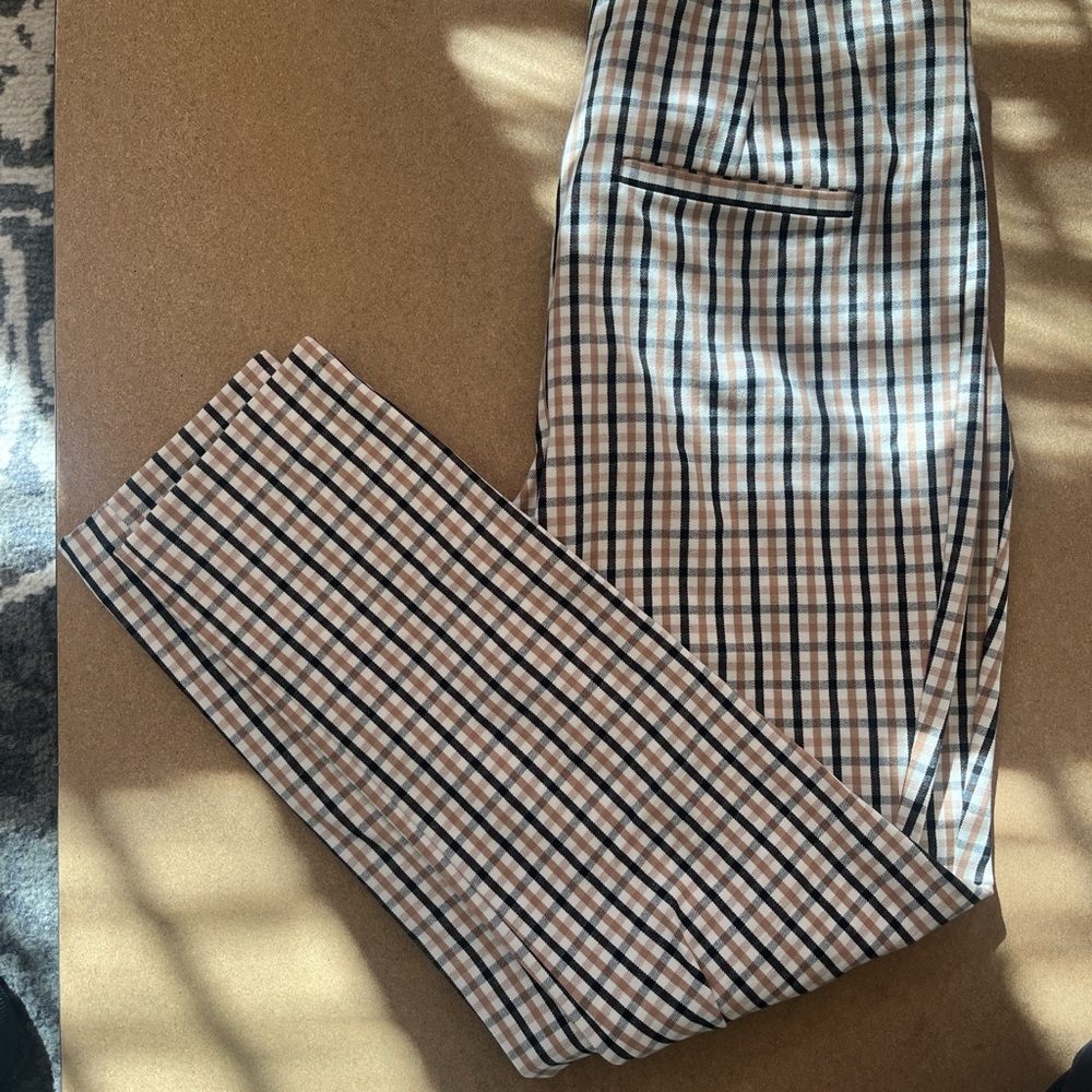 a new day Checkered Trousers - Black, White, Tan